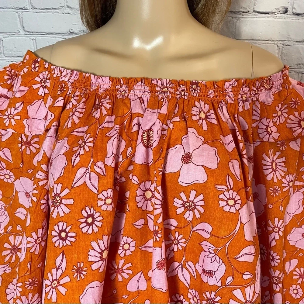 NWT New $98 Free People Miss Daisy Printed Cotton Top Size XS